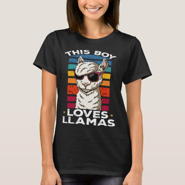 Llama Farm Animals This Boy loves Llamas T-Shirt (Front)