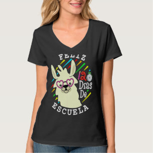 Llama Feliz 120 Dias De Escuela 120 Days Of Schoo T-Shirt