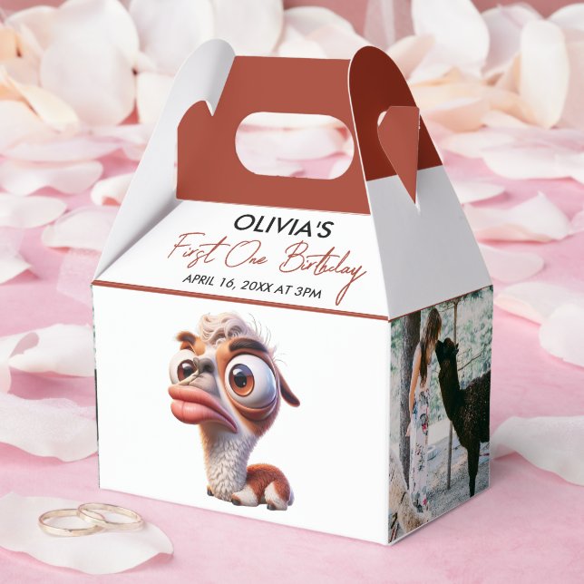 Llama Fiesta Funny Caricature 1st Birthday Favour Box (Wedding)