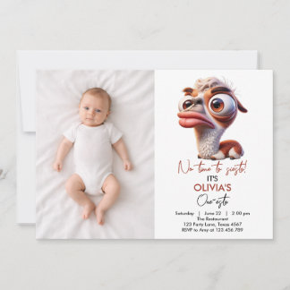 Llama Fiesta Funny Caricature 1st Birthday Invitation