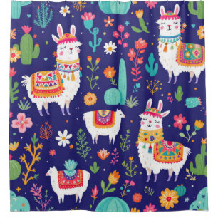 Llama Fiesta Shower Curtain