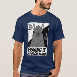 Llama Fishing Funny Fisherman Llama Lover T-Shirt