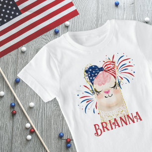 llama Flag Hair Tie and Fireworks Personalised  T-Shirt