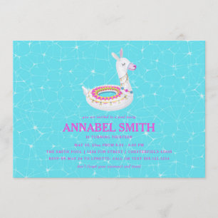 Llama Float Birthday Pool Party Invitation