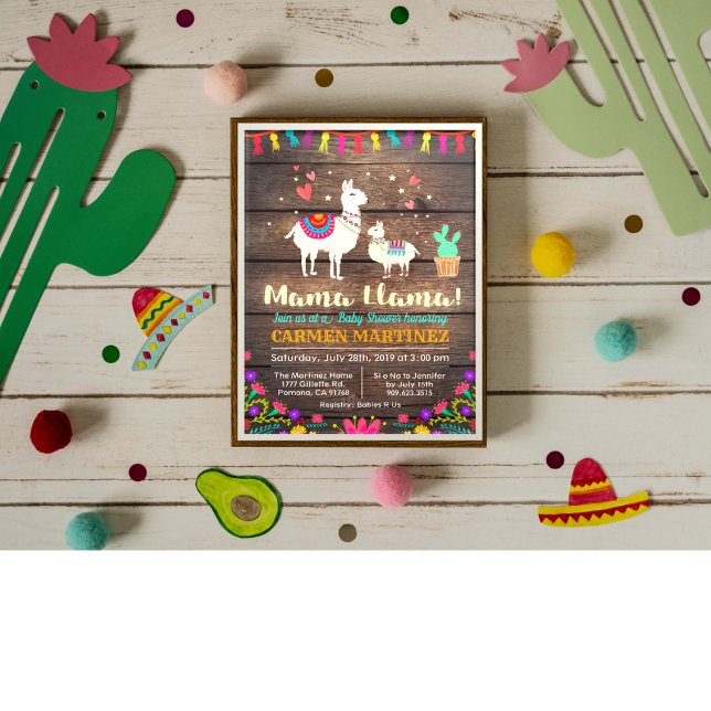 Llama Floral Baby Shower Invitation (Creator Uploaded)