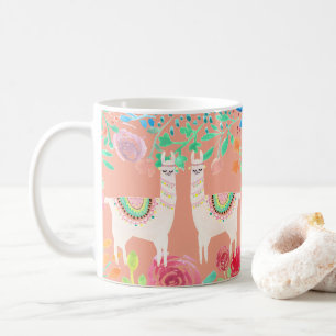 Llama floral coffee mug