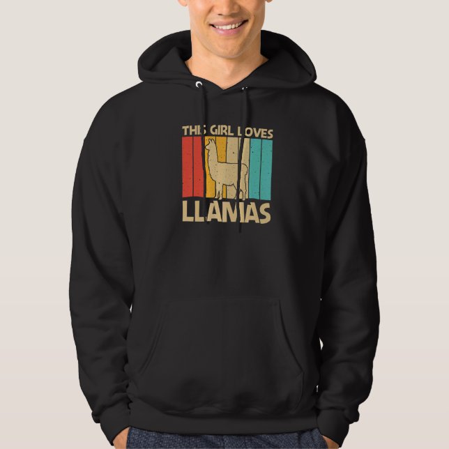 Llama For Girls Women Llama Farm Animal Hoodie (Front)