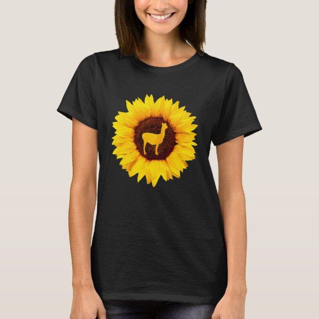 Llama  For Women Men Alpaca Animal Sunflower Lover T-Shirt (Front)
