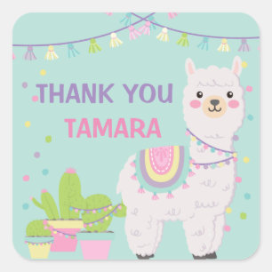 LLAMA FUN AQUA SQUARE STICKER