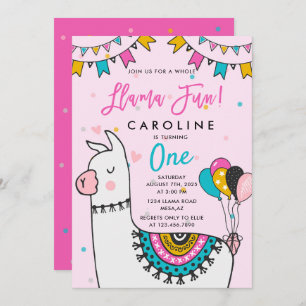 Llama Fun Birthday Party Invitation