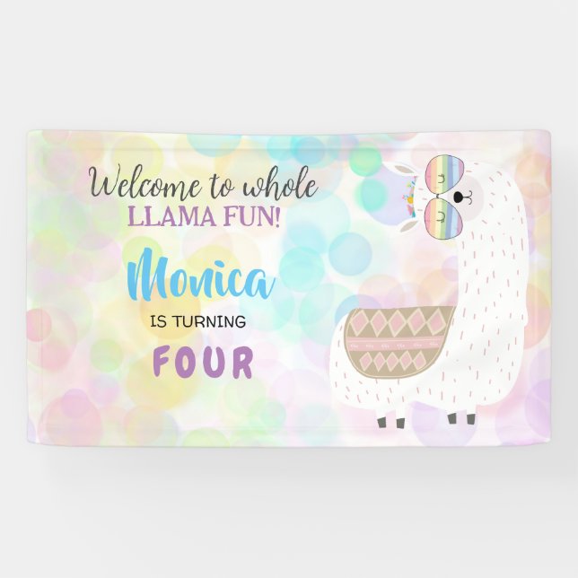 LLama fun, colorful kids birthday Banner (Horizontal)