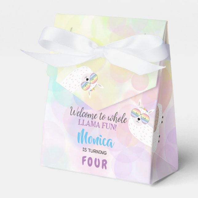 LLama fun, colorful kids birthday Favour Box (Front Side)