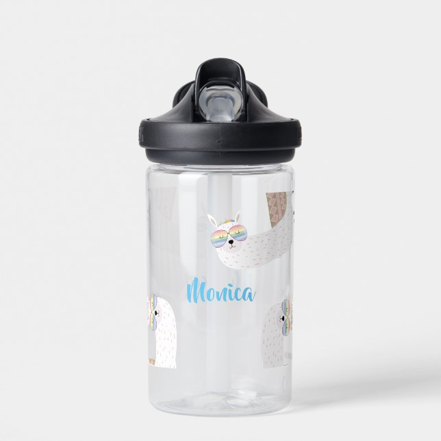 LLama fun, colorful kids  Water Bottle (Front)