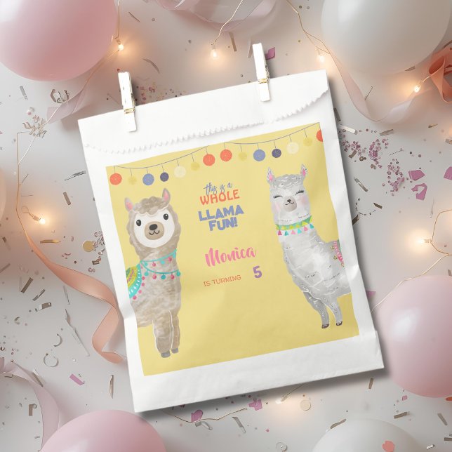 LLama fun, kids birthday in yellow Favour Bags (Creator Uploaded)