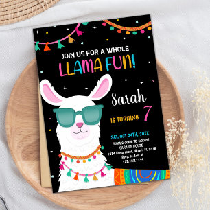 Llama Fun Llama Birthday Invitations