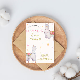 Llama Fun Llama theme birthday invitation