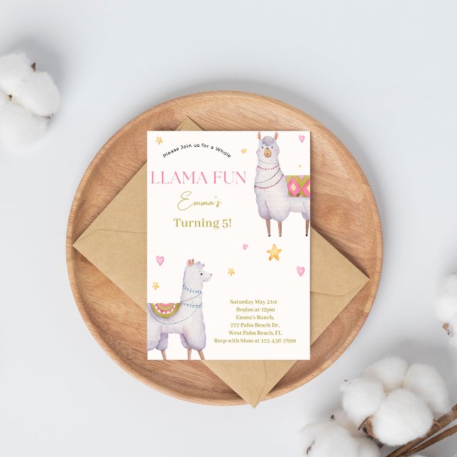 Llama Fun Llama theme birthday invitation (Creator Uploaded)