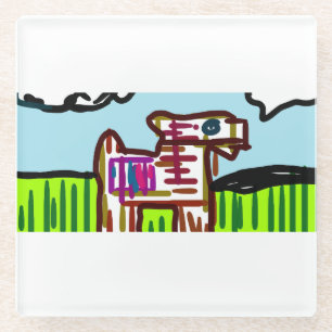 Llama fun time glass coaster