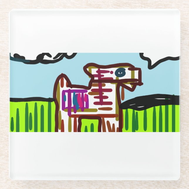 Llama fun time glass coaster (Front)