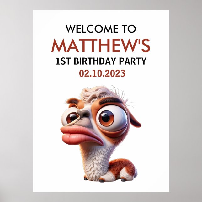 llama funny Caricatures Mexican 1st Birthday  Poster (Front)