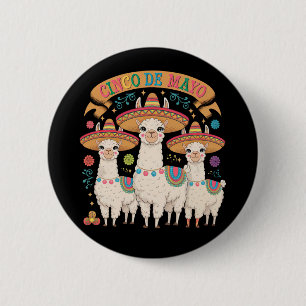 Llama Funny Cinco De Mayo Fiesta Party 6 Cm Round Badge
