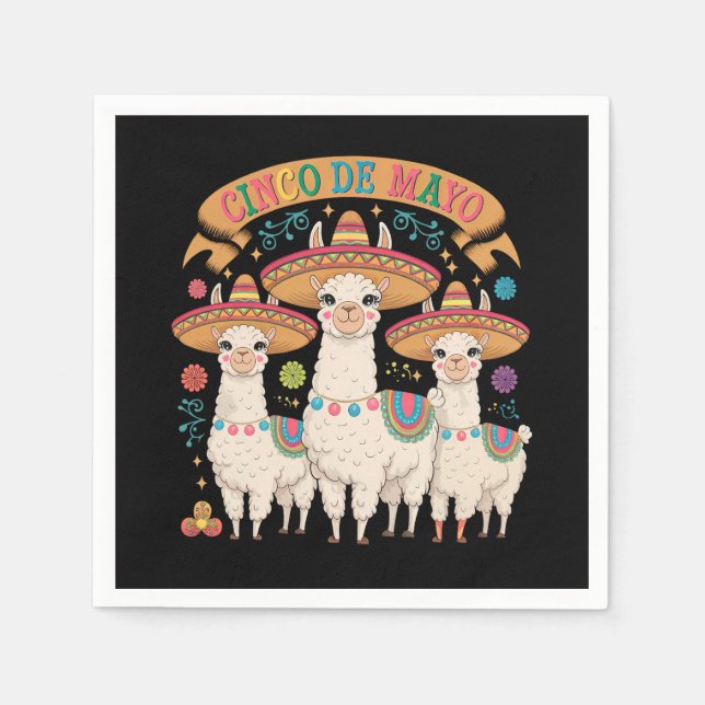 Llama Funny Cinco De Mayo Fiesta Party Napkin (Front)