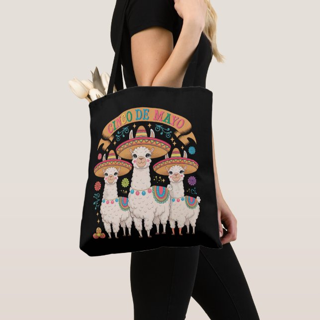 Llama Funny Cinco De Mayo Fiesta Party Tote Bag (Close Up)