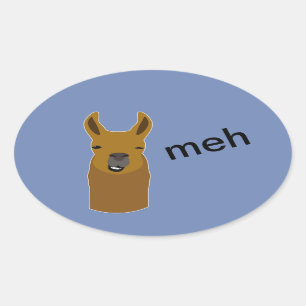 Llama Funny Face Oval Sticker
