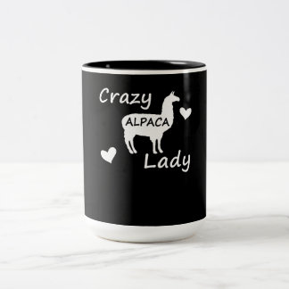 Llama Gift | Crazy Alpaca Lady Two-Tone Coffee Mug