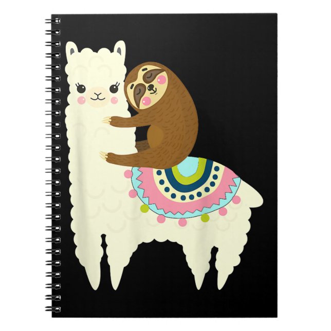 Llama Gift | Cute Llama & Sloth, Best Friends Notebook (Front)