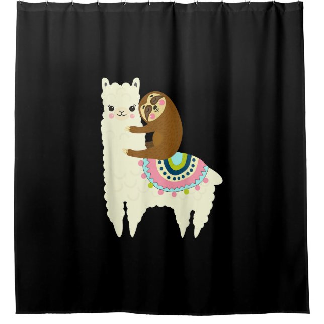 Llama Gift | Cute Llama & Sloth, Best Friends Shower Curtain (Front)