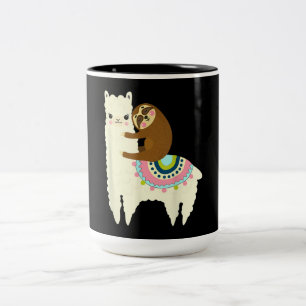 Llama Gift   Cute Llama & Sloth, Best Friends Two-Tone Coffee Mug