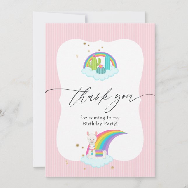 Llama Girl Birthday Thank You Card (Front)