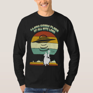 Llama Gonna Floss Up All Nite Long Funny Alien UFO T-Shirt