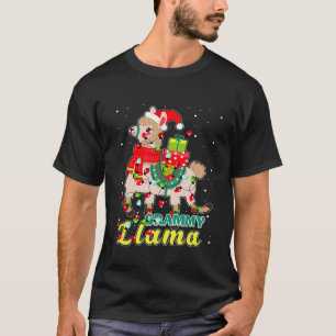 Llama Grammy Wear Santa Hat Xmas Pajama Outfit T-Shirt