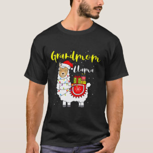 Llama Grandmom Lights Santa Hat Xmas Pajama Matchi T-Shirt