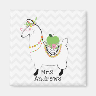 Llama Green Apple Floral Chevron Magnet