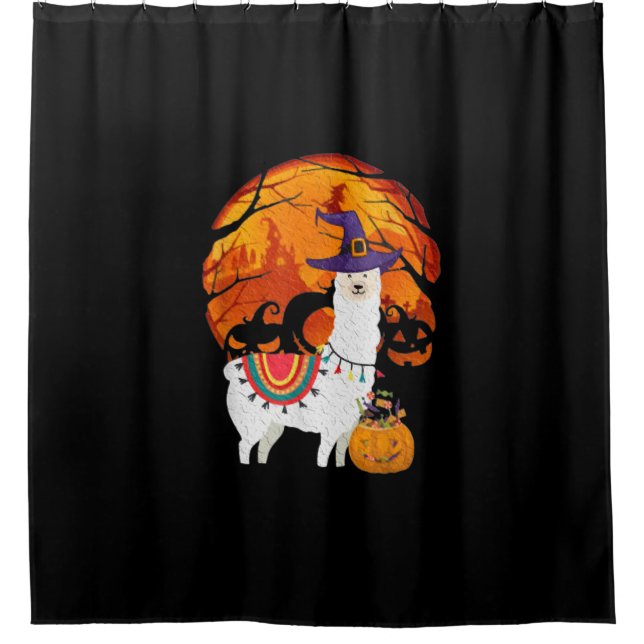 Llama | Halloween Costume For  Kids Llama Pumpkin Shower Curtain (Front)