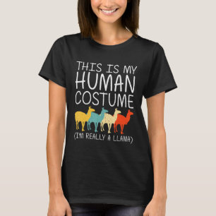 Llama Halloween Human Costume Alpaca Animal Easy D T-Shirt