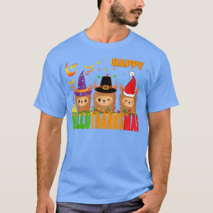 Llama Happy Hallothanksmas Halloween Thanksgiving T-Shirt