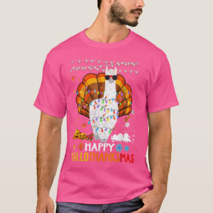 Llama Happy Hallothanksmas Halloween Thanksgiving  T-Shirt