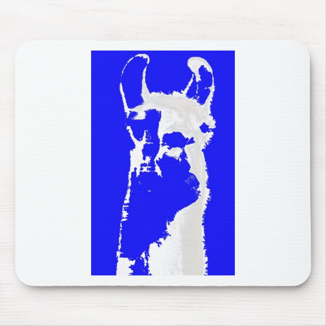 llama head in marine blue mouse mat (Front)