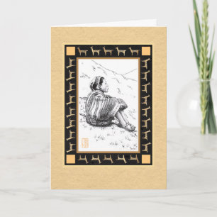 Llama Herder on Tan Blank Personalise Card