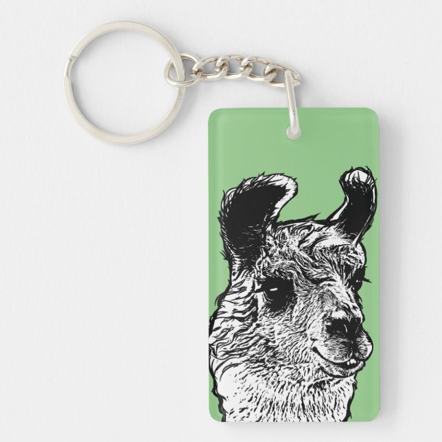 Llama Illustration | Personalised Key Ring (Front)