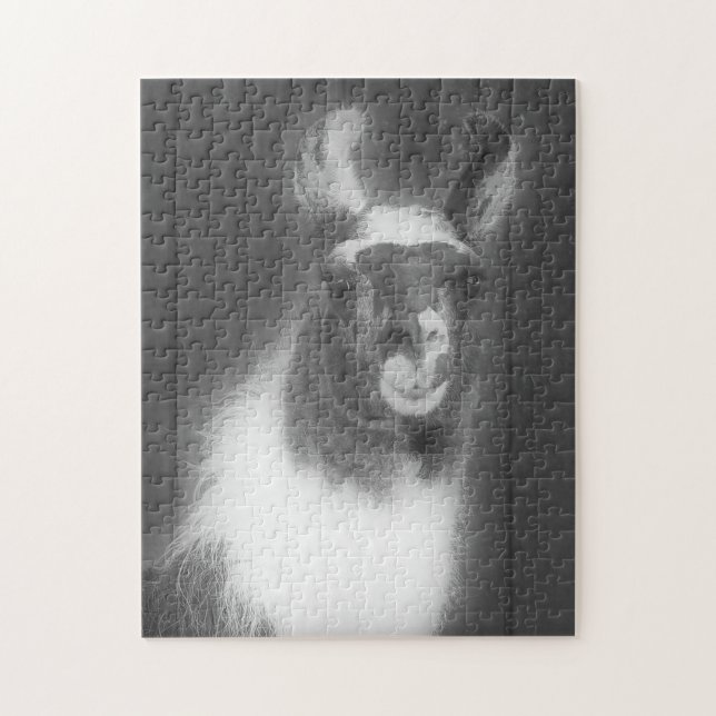 Llama In Black And White Animal Jigsaw Puzzle (Vertical)