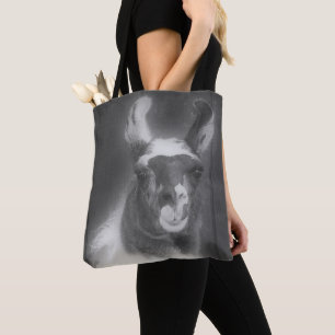 Llama In Black And White Animal  Tote Bag