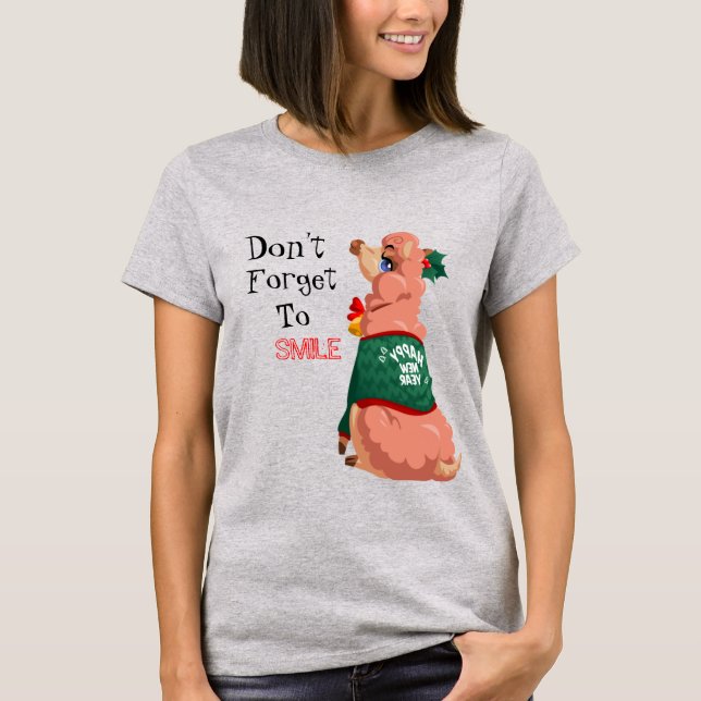 llama in Christmas         T-Shirt (Front)