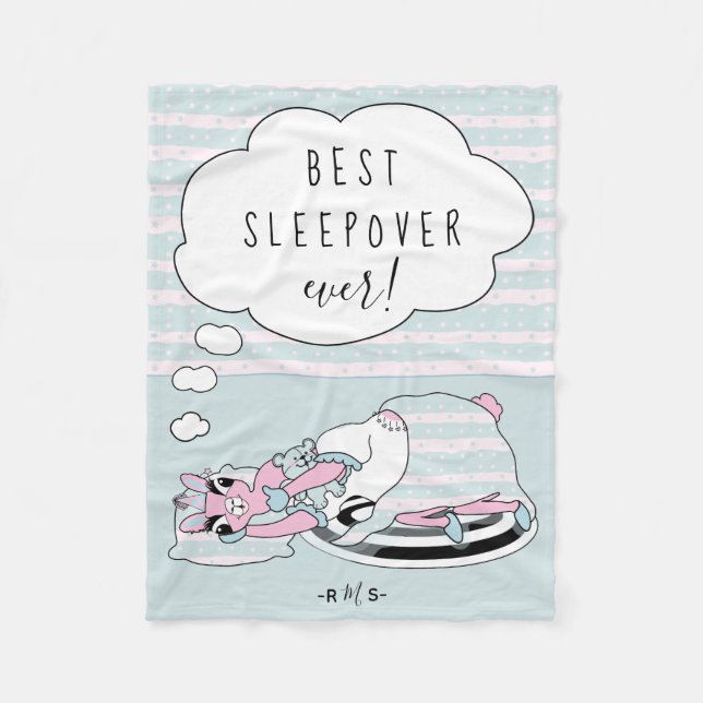 Llama in Pyjamas Party Sleepover Fleece Blanket (Front)