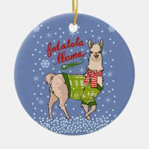 Llama in Snow Ceramic Tree Decoration