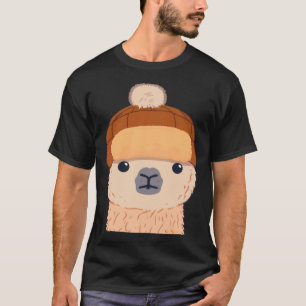 Llama in Winter Hat Cute Character T-Shirt